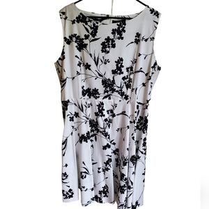 Floral Black and White Midi Dress
